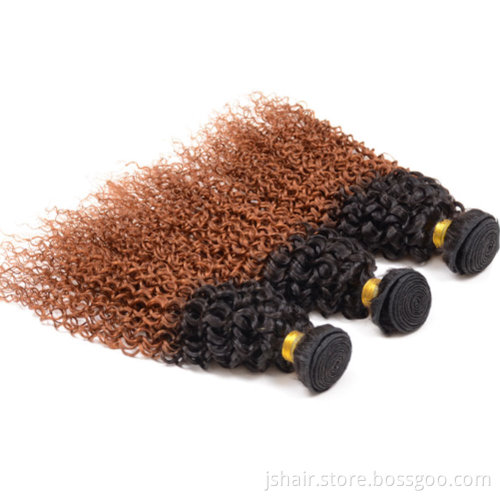 Two Tone Ombre 1B/30 Kinky Curl Malaysian Hair Kinky Twists Hair Weave